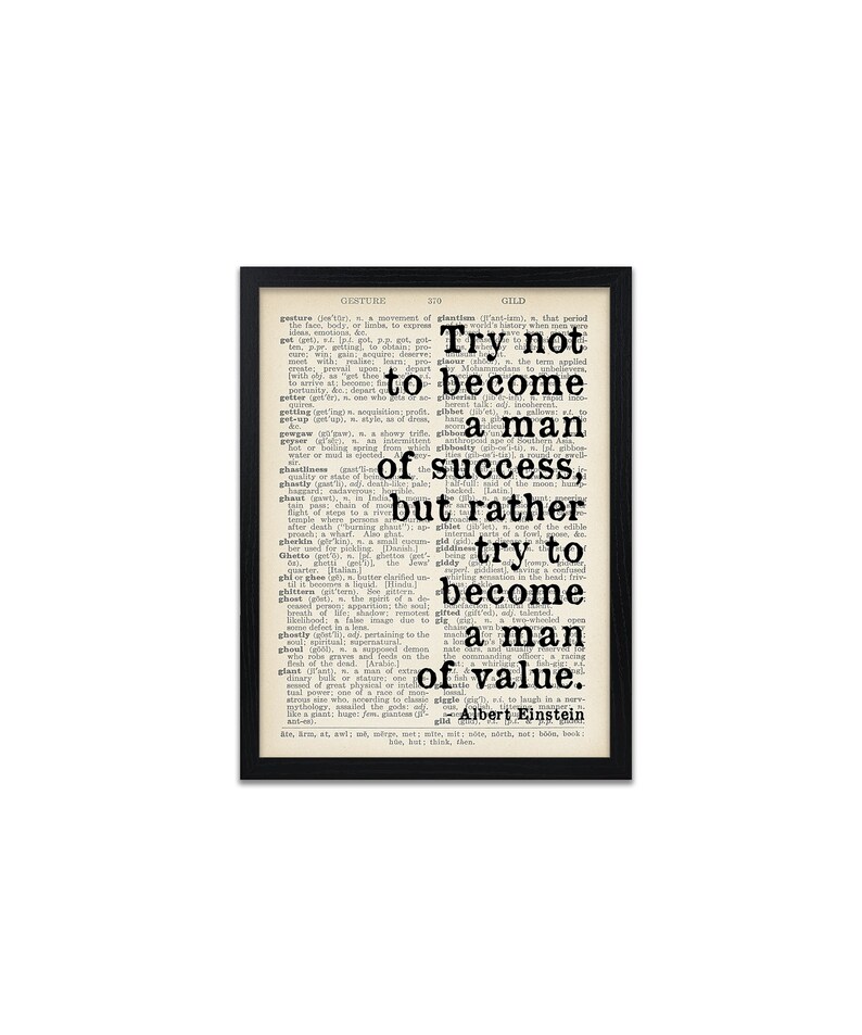 Albert Einstein Man of Value Quote Print image 0