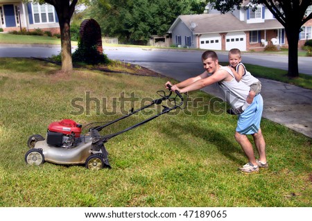 stock-photo-little-boy-rides-piggy-back-while-dad-mows-the-family-s-front-yard-dad-is-grimacing-and-child-is-47189065.jpg
