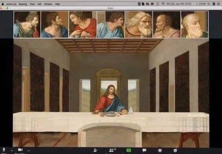 Who's Zooming Who? is listed (or ranked) 22 on the list 27 Biblical Memes That Would Have Blown Up The Last Supper Group Chat